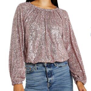 NWT River island Pink sequin gathered blouse